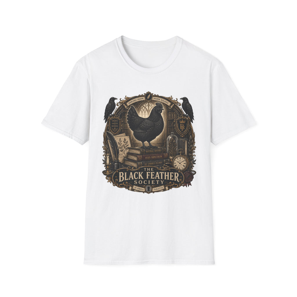 The Black Feather Society Ayam Cemani T-Shirt — Vintage Emblem Rooster Tee