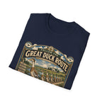 Follow the Great Duck Route T-Shirt — All Who Waddle Are Welcome Tee