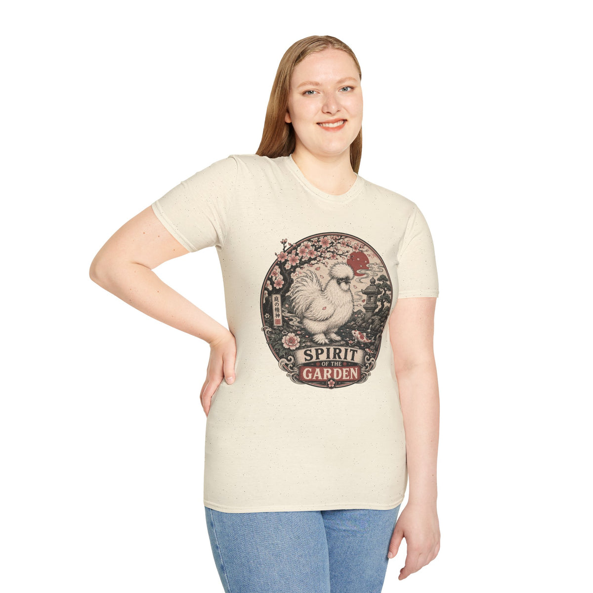 Blossom Garden Silkie T-Shirt — Japanese Woodblock Hen Tee
