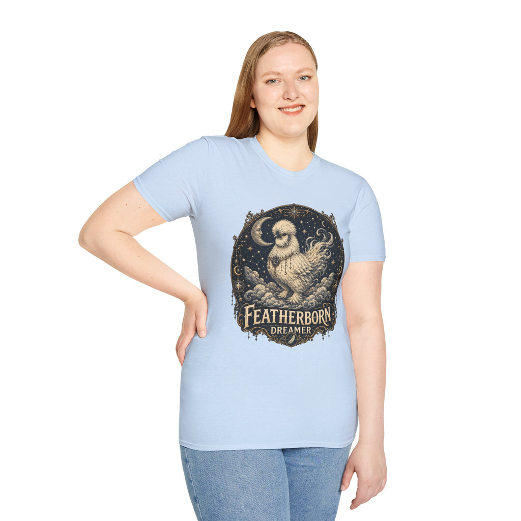 Featherborn Dreamer Silkie T-Shirt — Celestial Moonlit Hen Tee