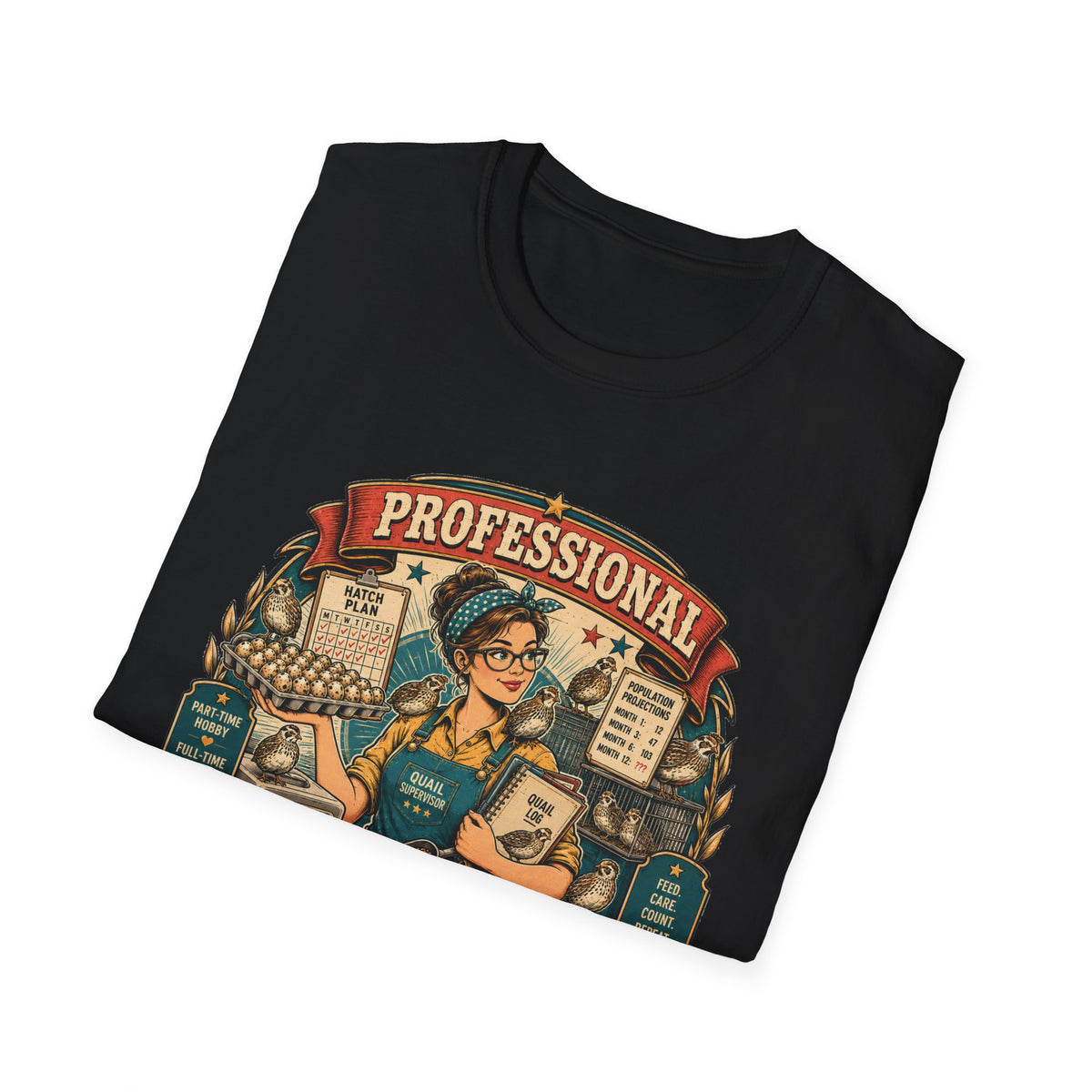 Tiny Bird Enthusiast Badge T-Shirt — Quail Keeper Vintage Graphic Tee