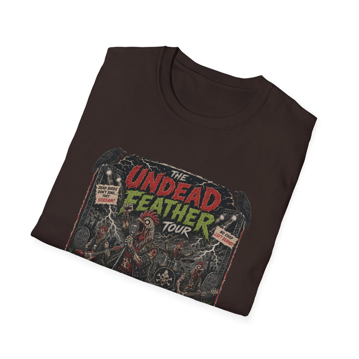 Undead Feather Tour T-Shirt — Zombie Chicken Concert Tee