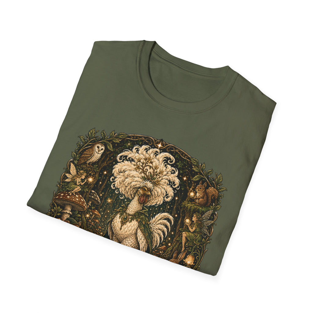 Guardian of the Hidden Grove Polish Chicken T-Shirt — Enchanted Forest Flock Tee