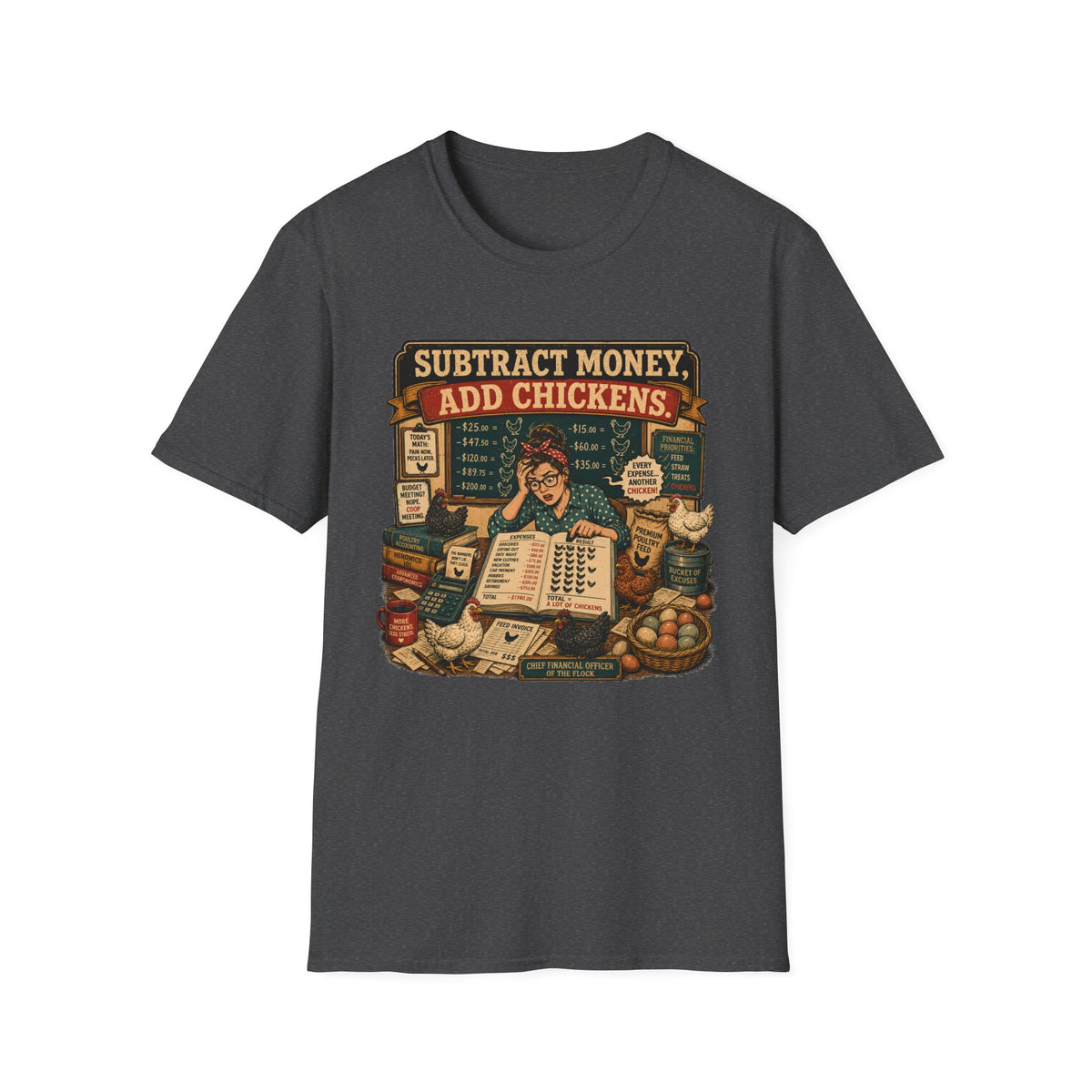 Subtract Money Add Chickens T-shirt, photo 7