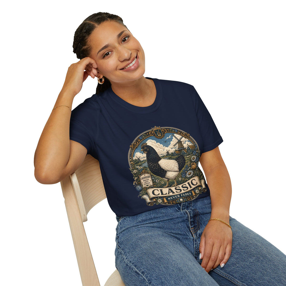 Lakenvelder Heritage Badge T-Shirt — Classic Never Fades Rooster Tee