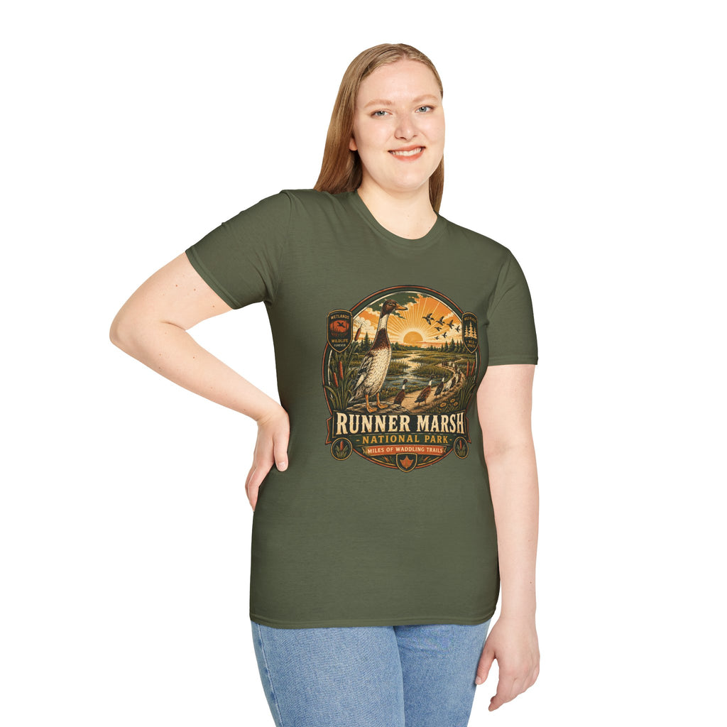 Runner Marsh National Park Badge T-Shirt — Indian Runner Duck Vintage Tee