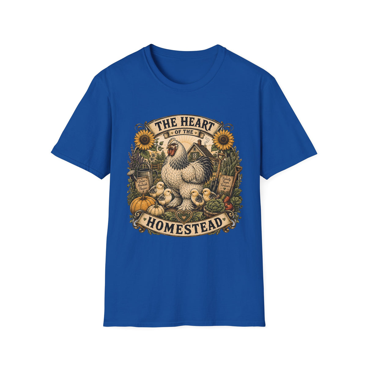 The Heart of the Homestead Brahma T-Shirt — Hen & Chicks Farmhouse Graphic Tee