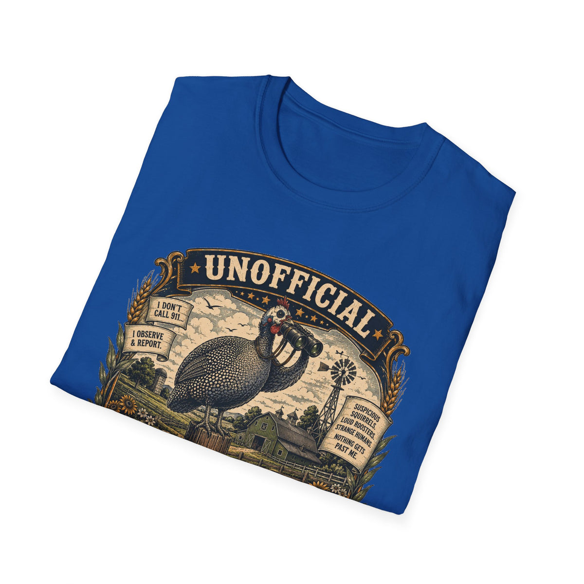 Unofficial Neighborhood Watch Guinea Fowl T-Shirt — Vintage Badge Farm Tee