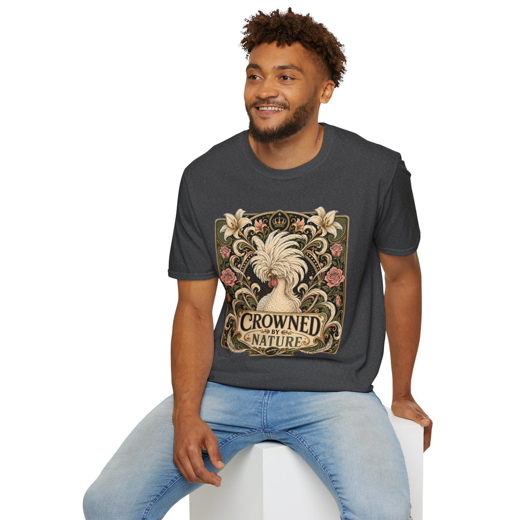 Crowned by Nature Polish Chicken T-Shirt — Vintage Botanical Hen Tee