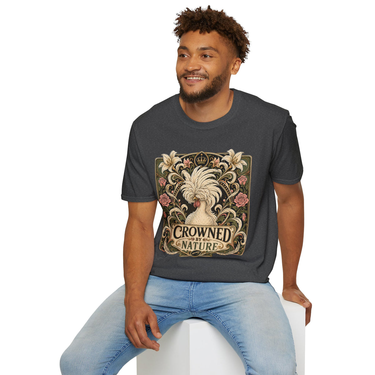Crowned by Nature Polish Chicken T-Shirt — Vintage Botanical Hen Tee