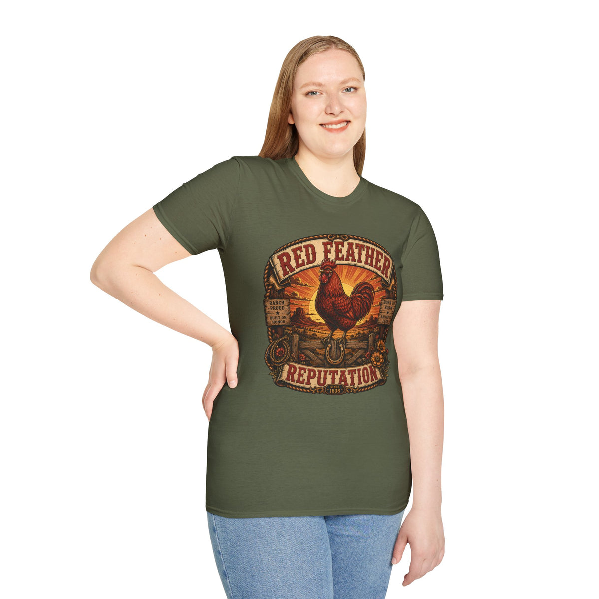 Red Feather Ranch Emblem T-Shirt — Rhode Island Red Heritage Tee