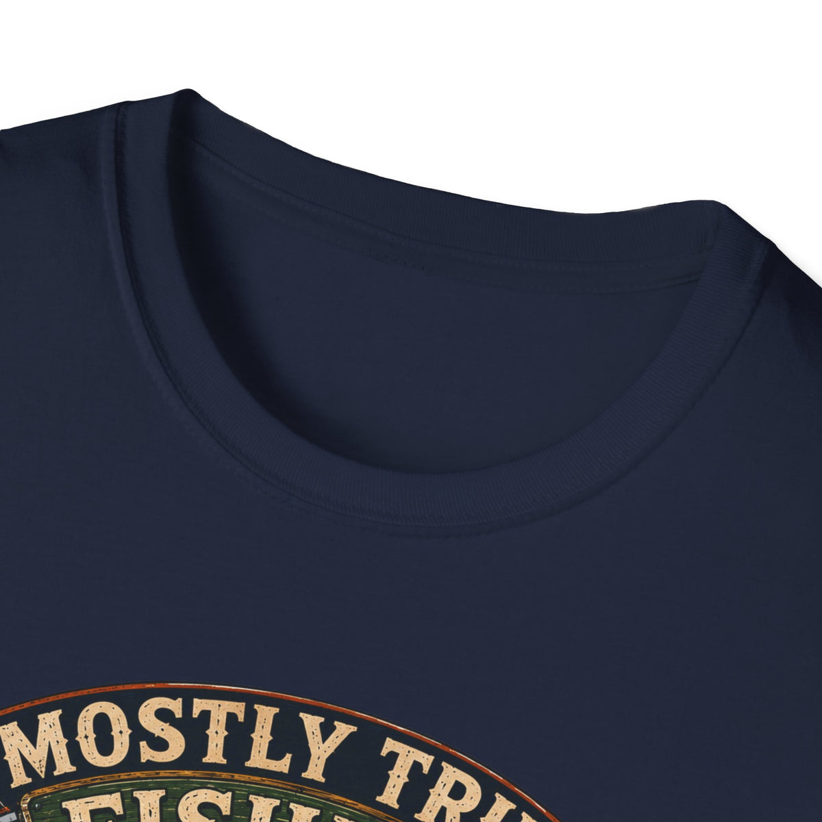 Fishing T-Shirt — "Mostly True Fishing Stories" Vintage Outdoor Tee