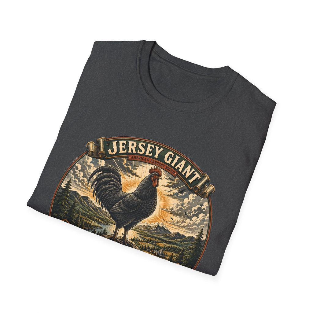 Jersey Giant Heritage Badge T-Shirt — America's Largest Breed Rooster Tee
