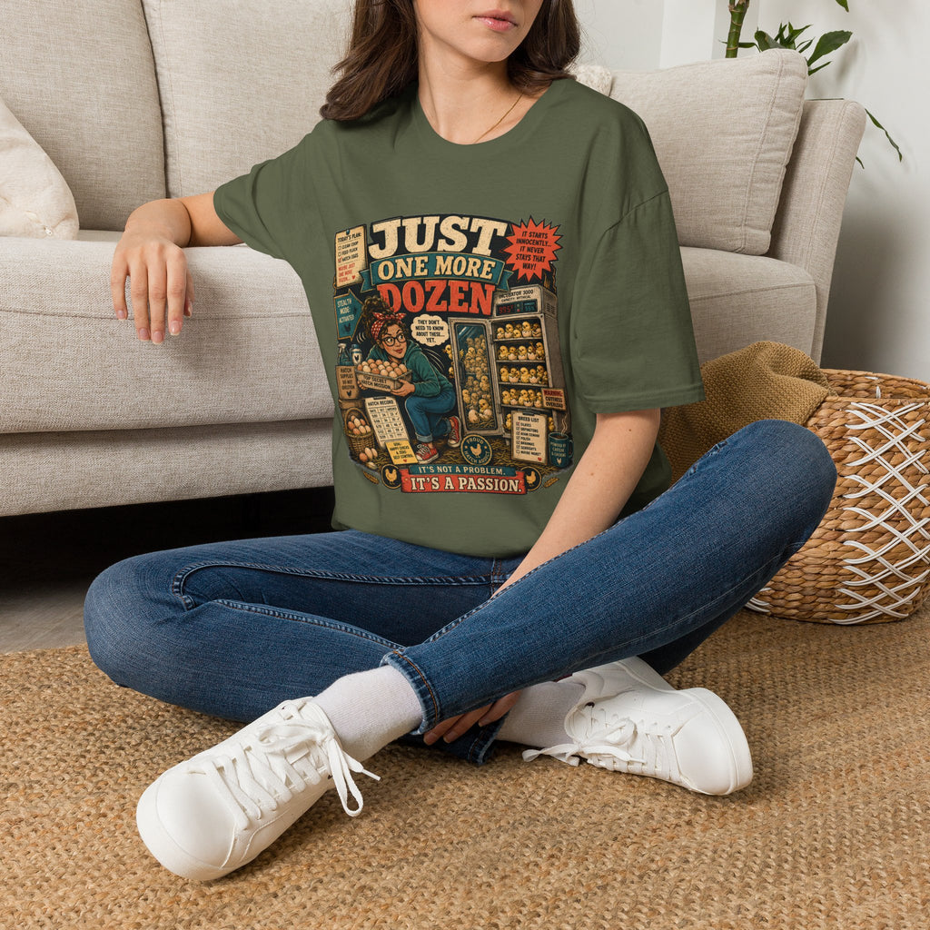 Just One More Dozen Hatch Mission T-Shirt — Funny Chicken Hoarder Tee