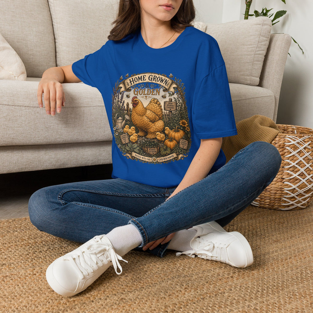 Home Grown and Golden Cochin T-Shirt — Garden Hen & Chicks Tee