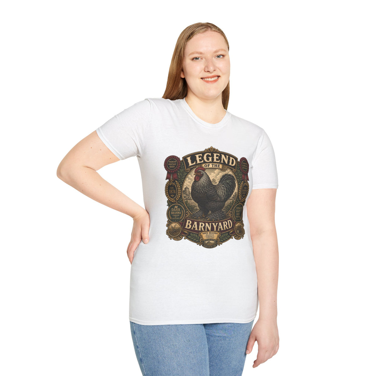 Legend of the Barnyard Dark Brahma T-Shirt — Vintage Rooster Label Tee