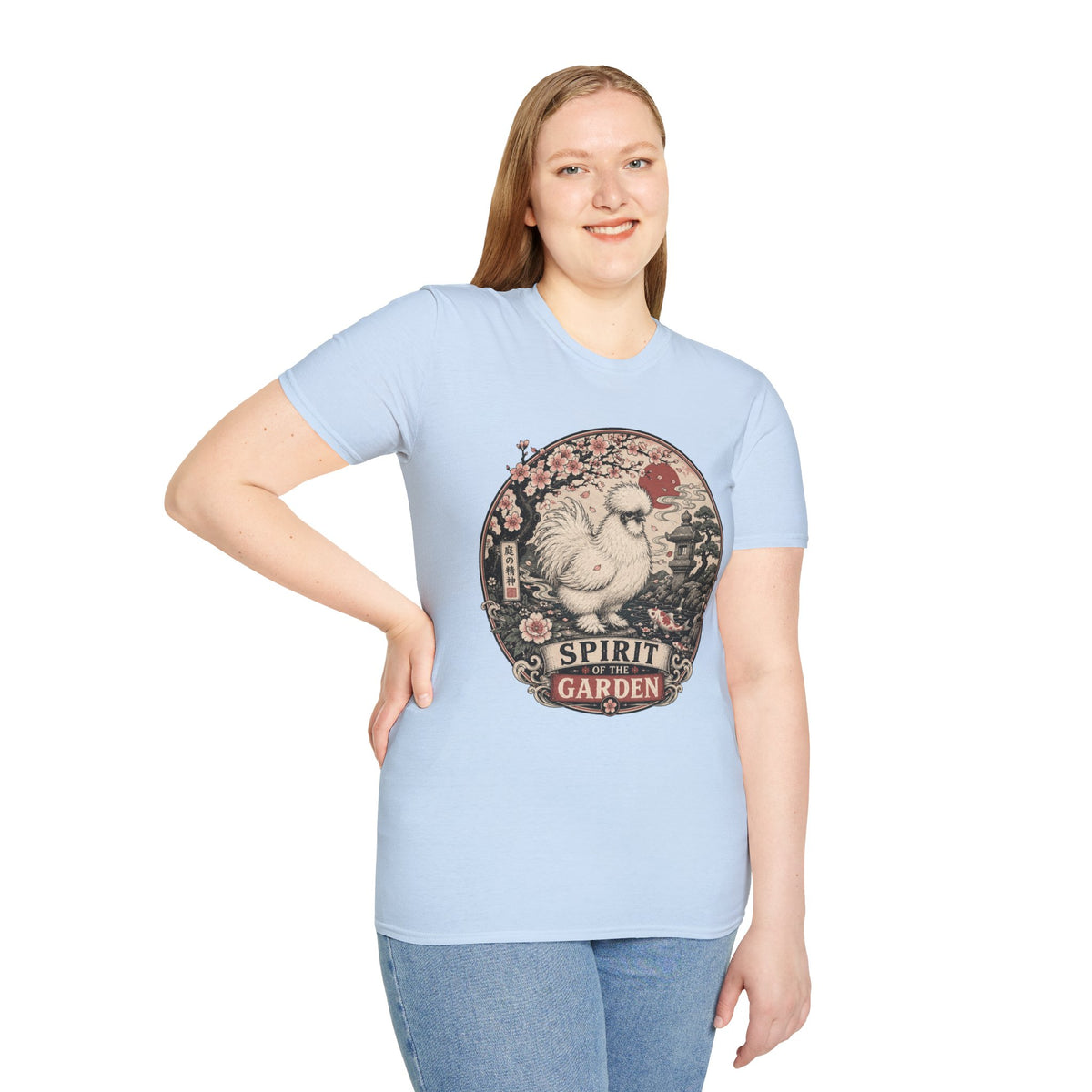 Blossom Garden Silkie T-Shirt — Japanese Woodblock Hen Tee