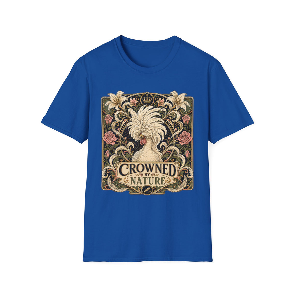 Crowned by Nature Polish Chicken T-Shirt — Vintage Botanical Hen Tee