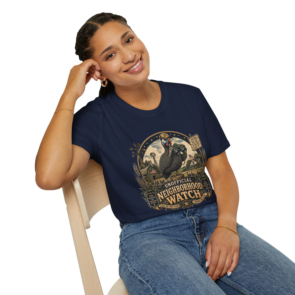 Guinea Fowl Neighborhood Watch T-Shirt — Watching The Coop So You Don't Have To Tee