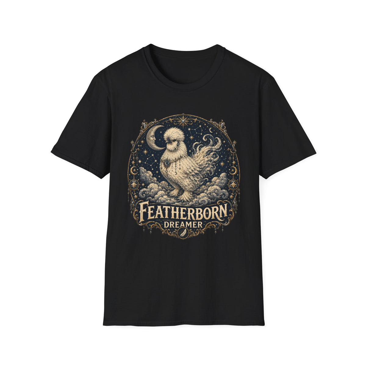 Featherborn Dreamer Silkie T-Shirt — Celestial Moonlit Hen Tee