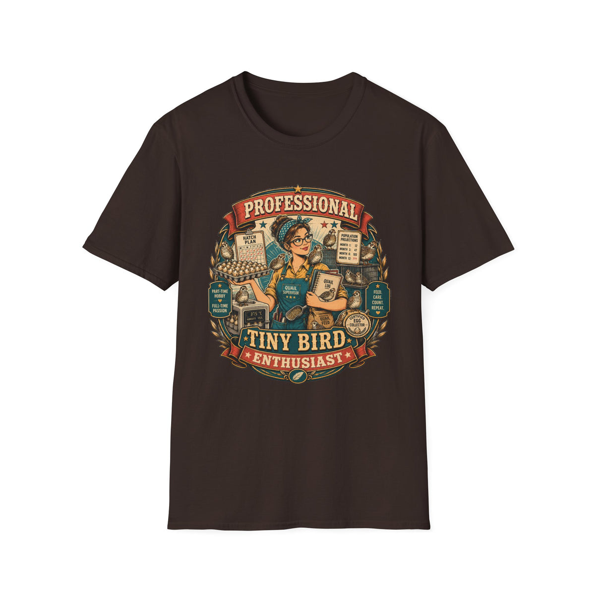 Tiny Bird Enthusiast Badge Quail T-shirt, photo 4