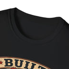 Barred Rock Rooster T-Shirt — "Built the Old Fashioned Way" Farm Vintage Tee