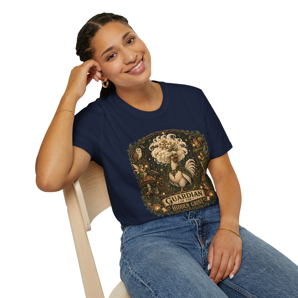 Guardian of the Hidden Grove Polish Chicken T-Shirt — Enchanted Forest Flock Tee