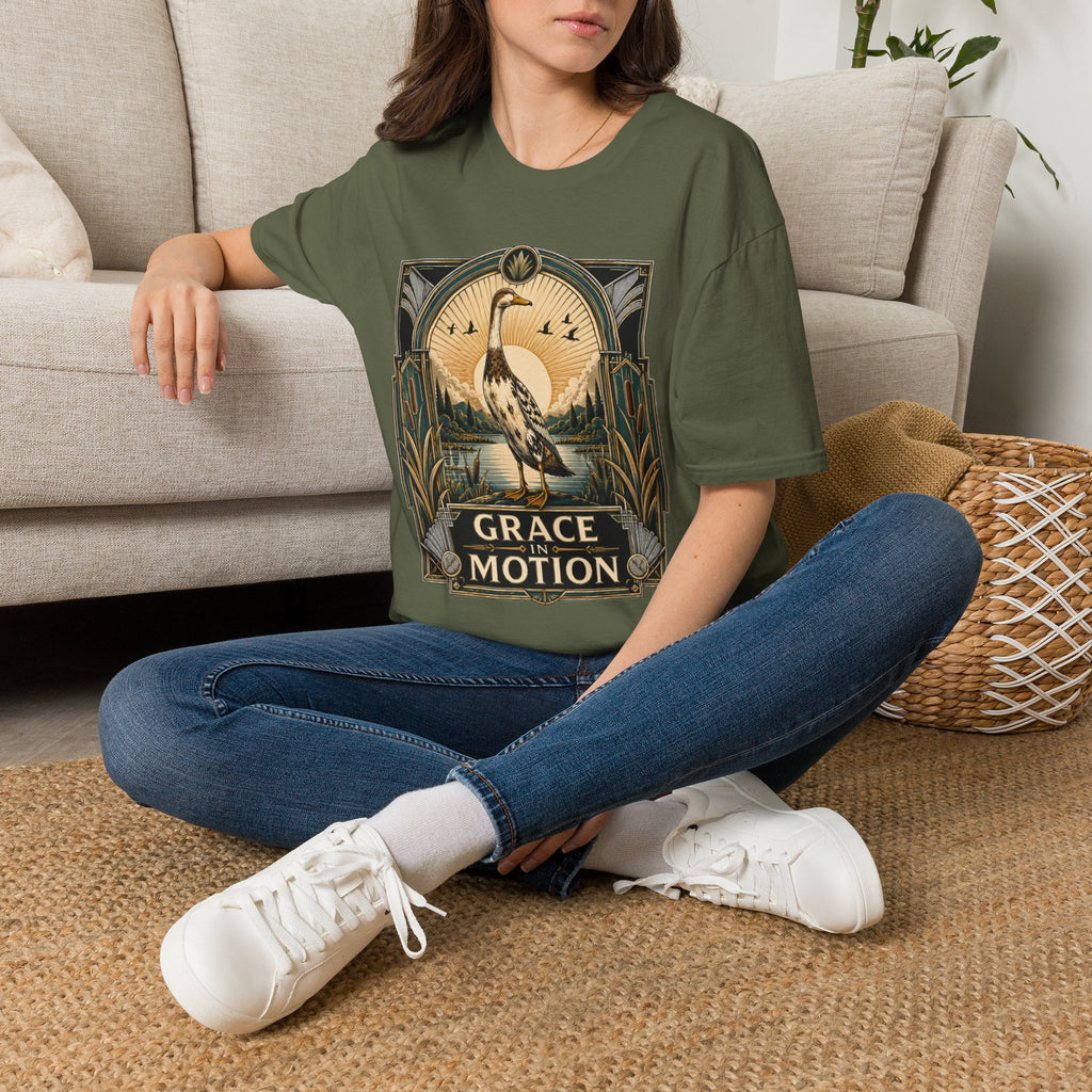 Grace in Motion Indian Runner T-Shirt — Elegant Duck Portrait Tee