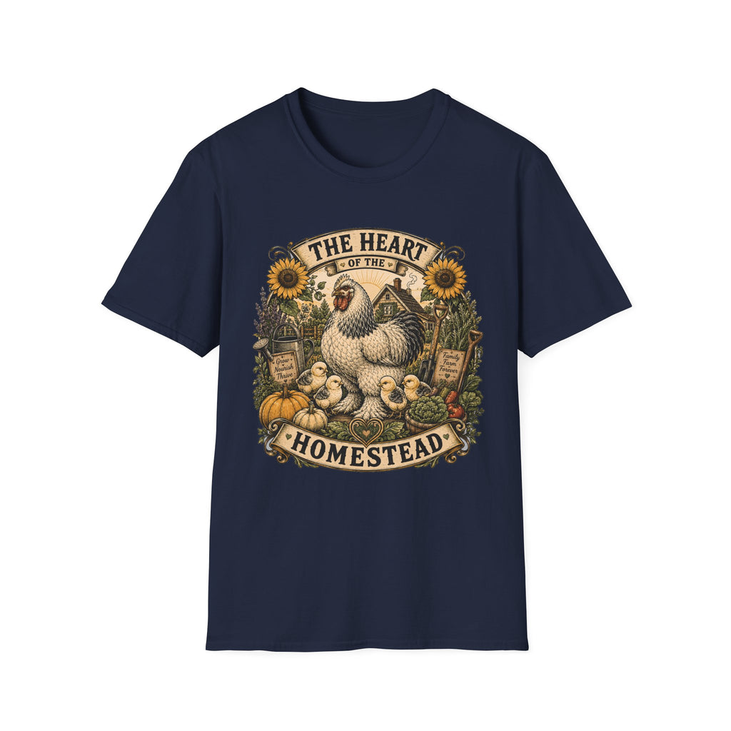 The Heart of the Homestead Brahma T-Shirt — Hen & Chicks Farmhouse Graphic Tee