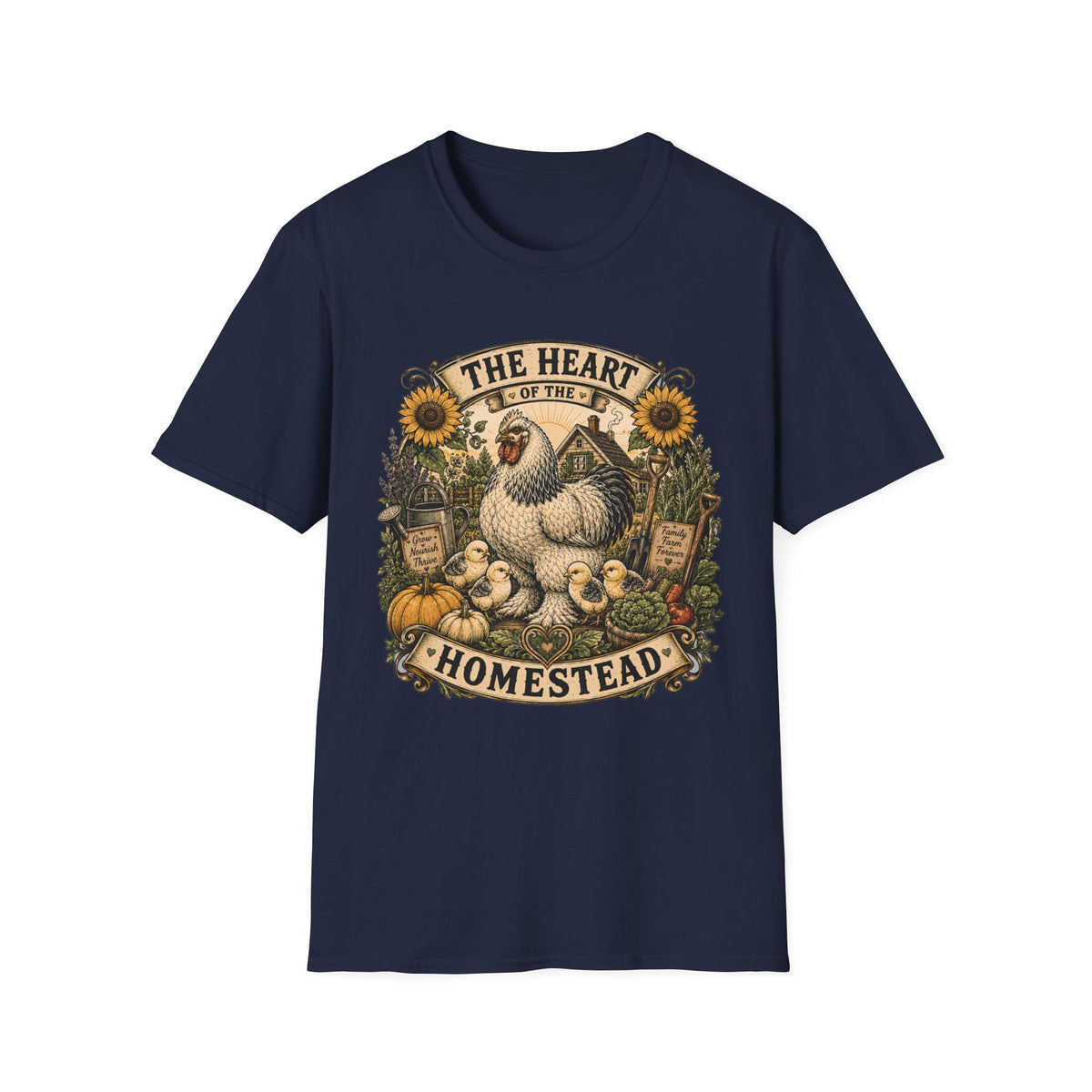 The Heart of the Homestead Brahma T-Shirt — Hen & Chicks Farmhouse Graphic Tee
