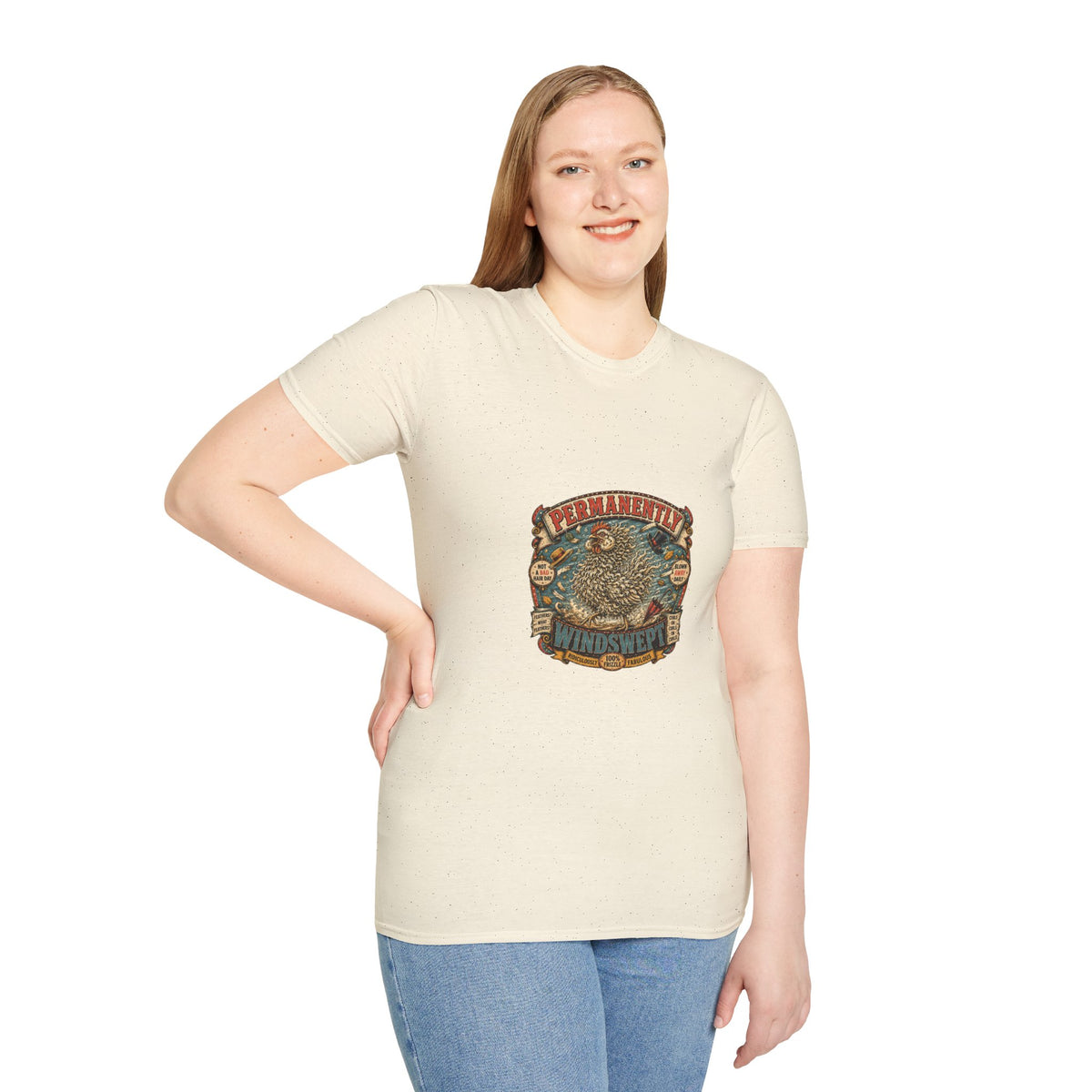 Permanently Windswept Frizzle T-Shirt — Curly Feather Novelty Tee