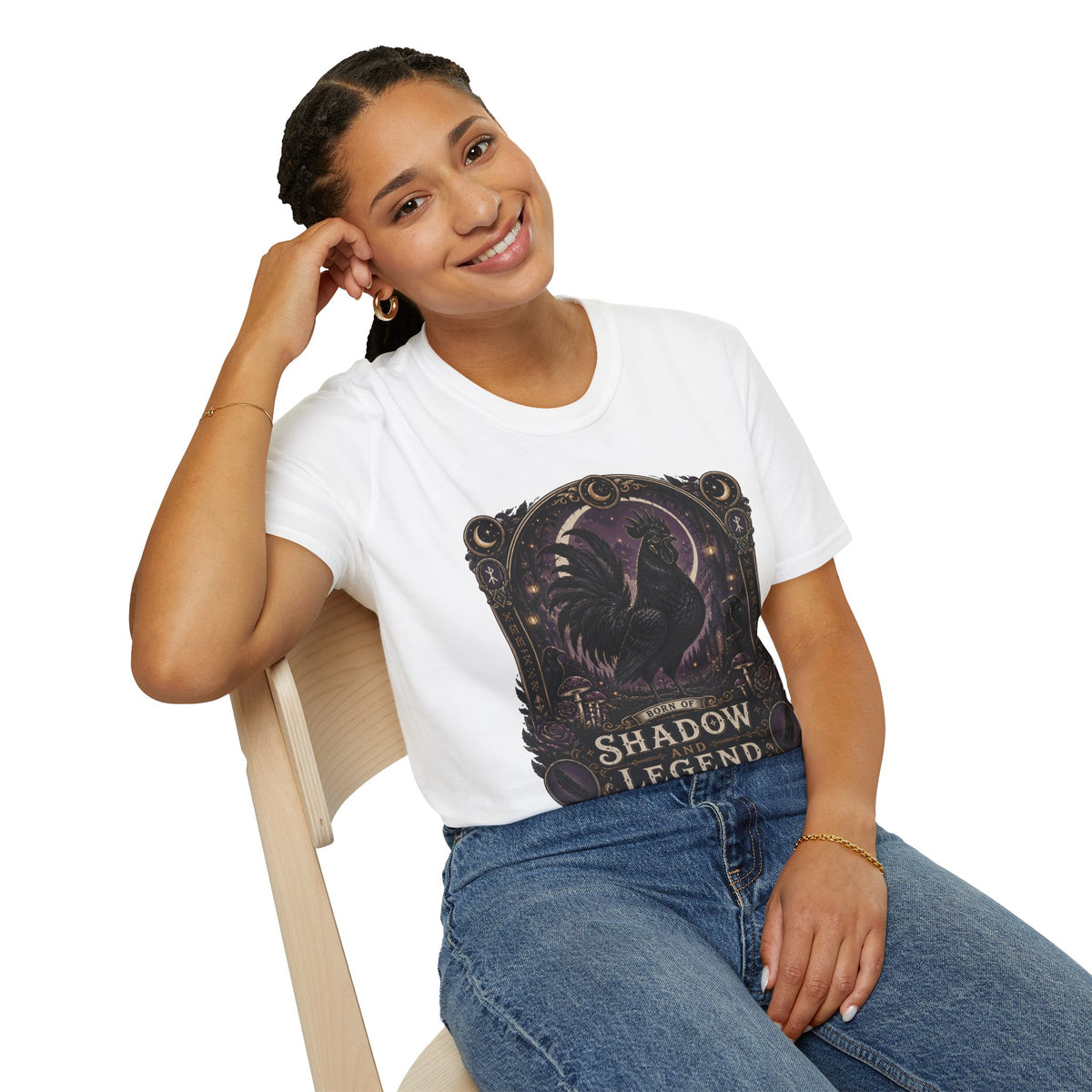 Shadow and Legend Ayam Cemani T-Shirt — Gothic Emblem Rooster Tee