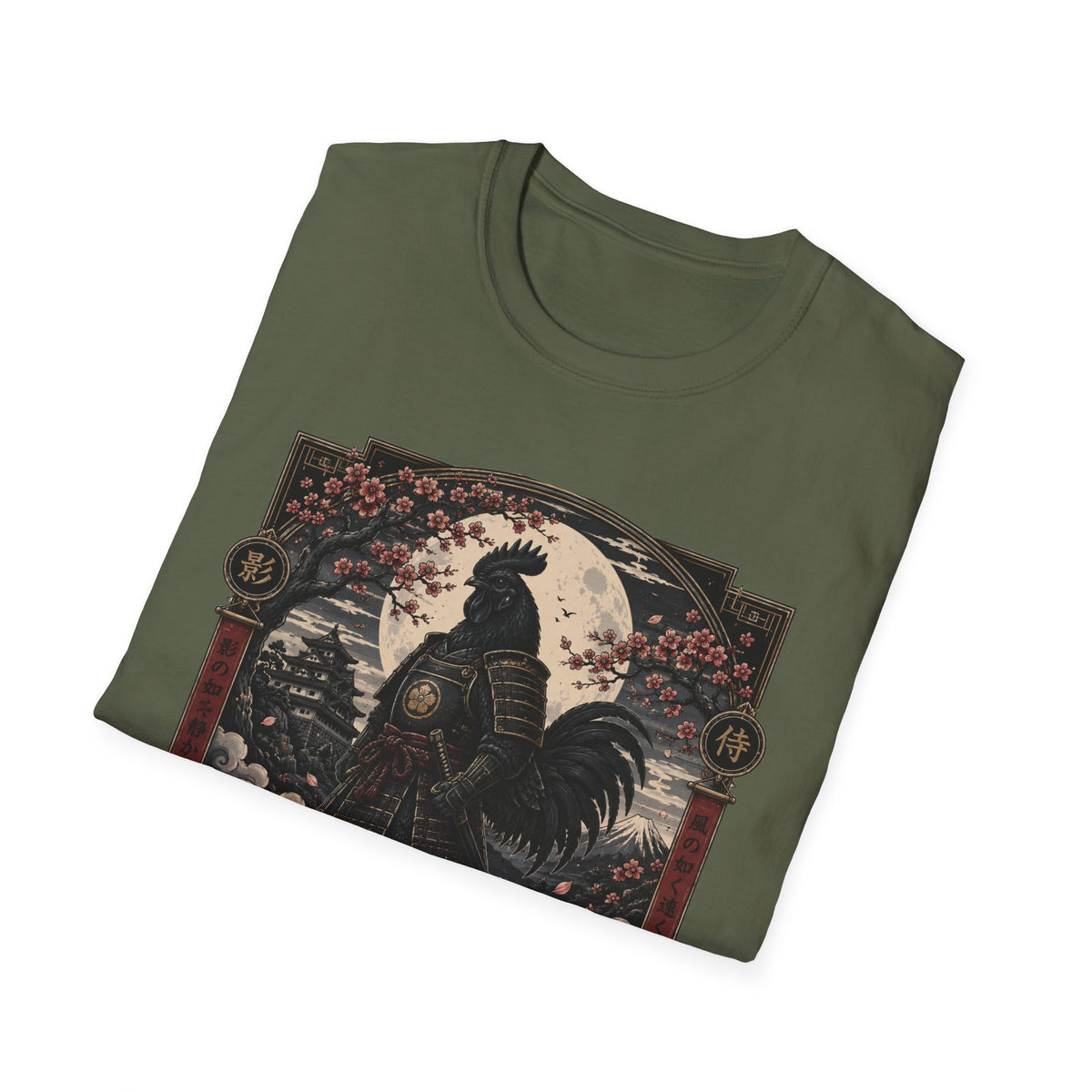 Shadow Samurai Ayam Cemani T-Shirt — Moonrise Warrior Rooster Tee