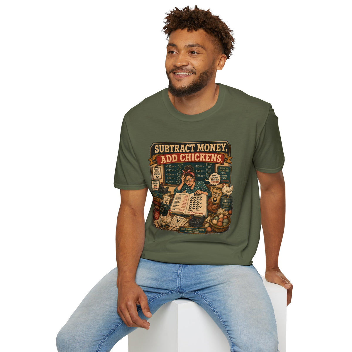 Subtract Money Add Chickens T-Shirt — Chicken Math Budget Tee