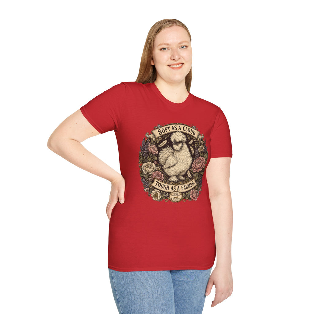 Soft as a Cloud Silkie T-Shirt — Floral Wreath Hen Tee
