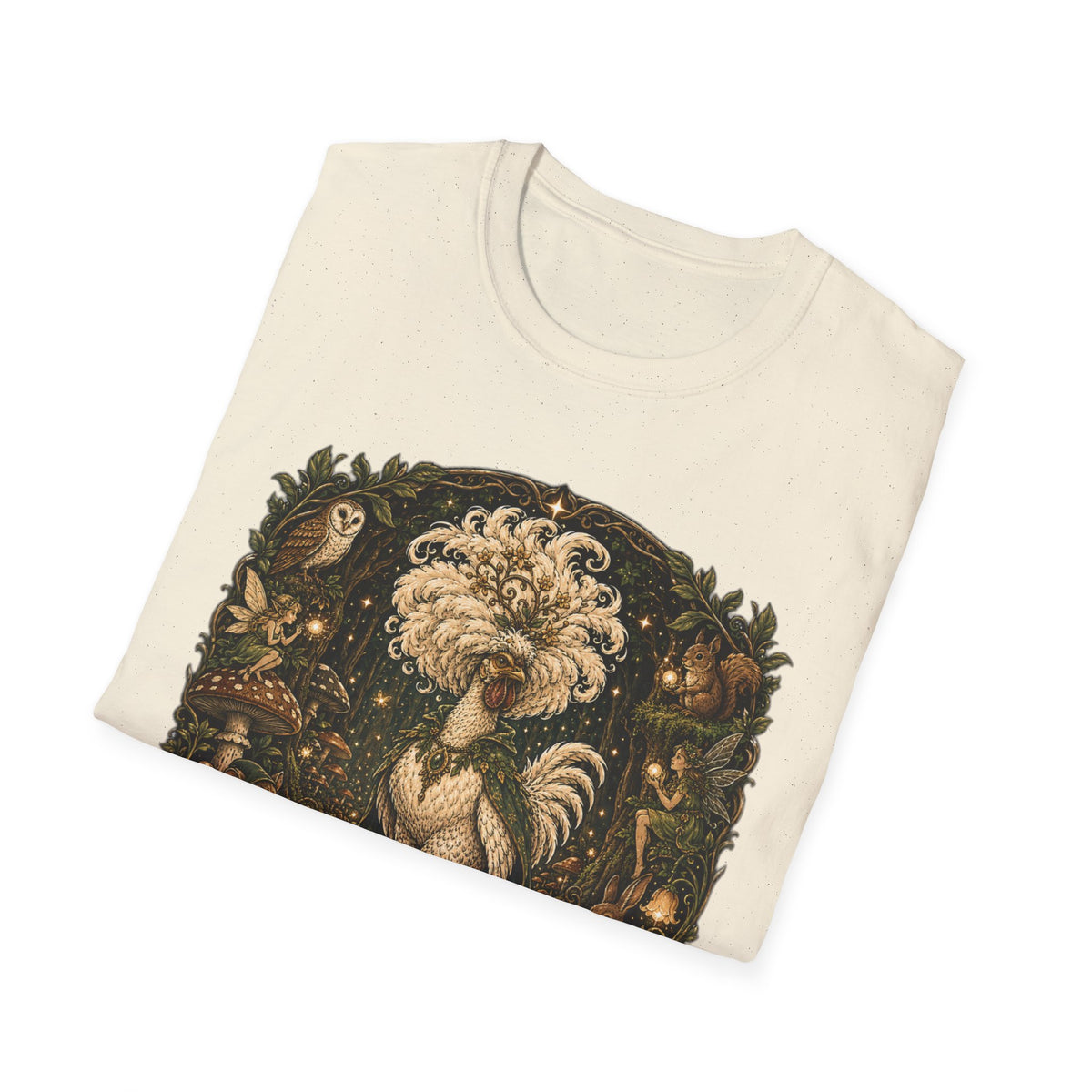 Guardian of the Hidden Grove Polish Chicken T-Shirt — Enchanted Forest Flock Tee
