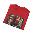 Shadow Samurai Ayam Cemani T-Shirt — Sunset Blossom Warrior Rooster Tee