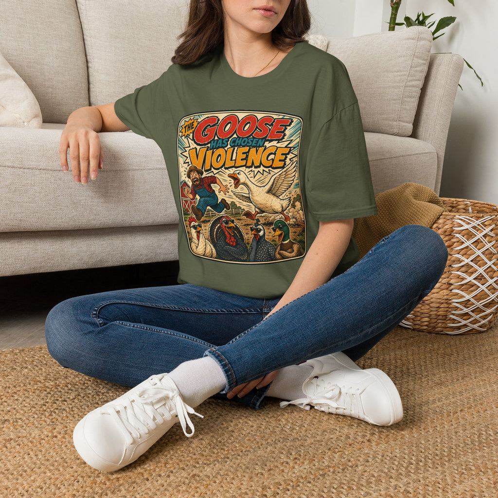The Goose Has Chosen Violence T-Shirt — Funny Farmyard Chaos Tee