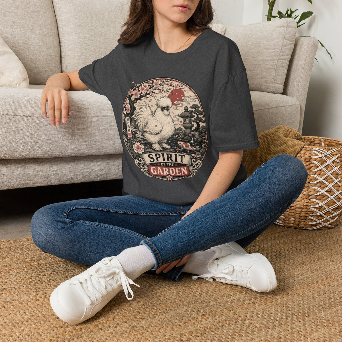 Blossom Garden Silkie T-Shirt — Japanese Woodblock Hen Tee
