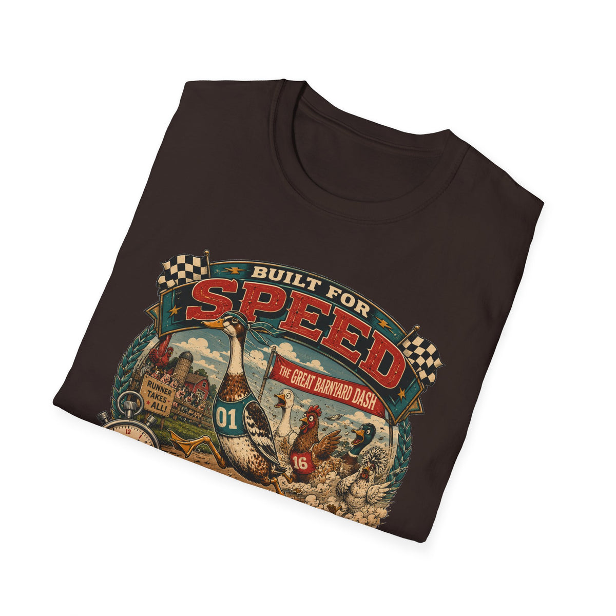 Built for Speed Barnyard Dash Indian Runner T-Shirt — Designed for Chaos Tee