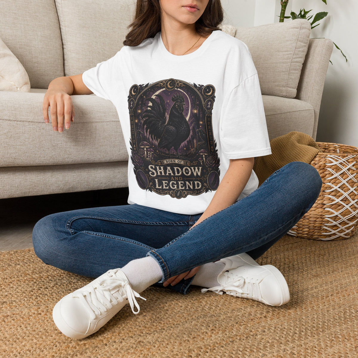 Shadow and Legend Ayam Cemani T-Shirt — Gothic Emblem Rooster Tee