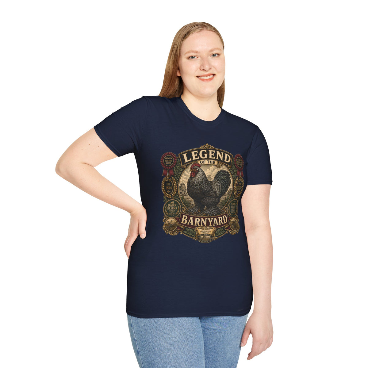 Legend of the Barnyard Dark Brahma T-Shirt — Vintage Rooster Label Tee