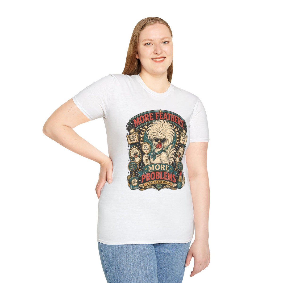 More Feathers, More Problems Polish Chicken T-Shirt — Glam Hen Living Her Best Nest Life Tee