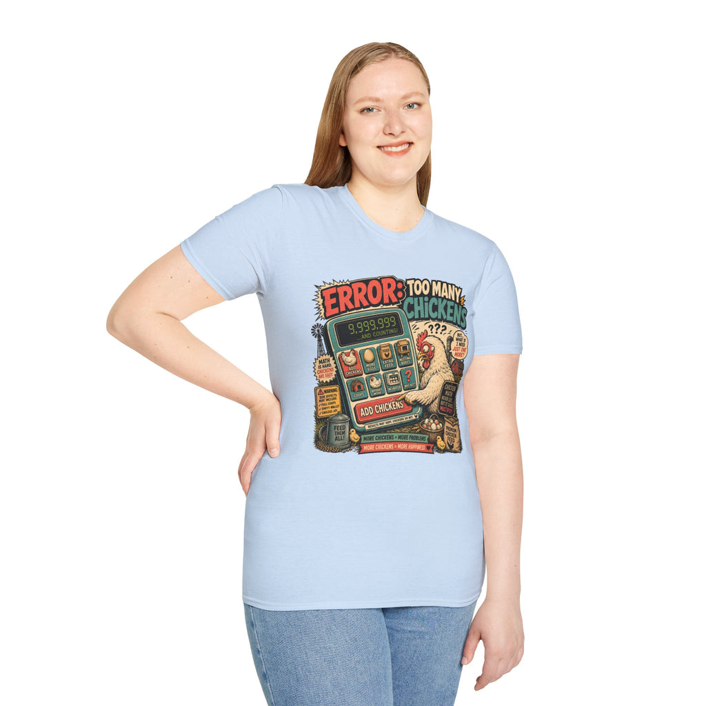 Too Many Chickens Error T-Shirt — Chicken Math Calculator Tee