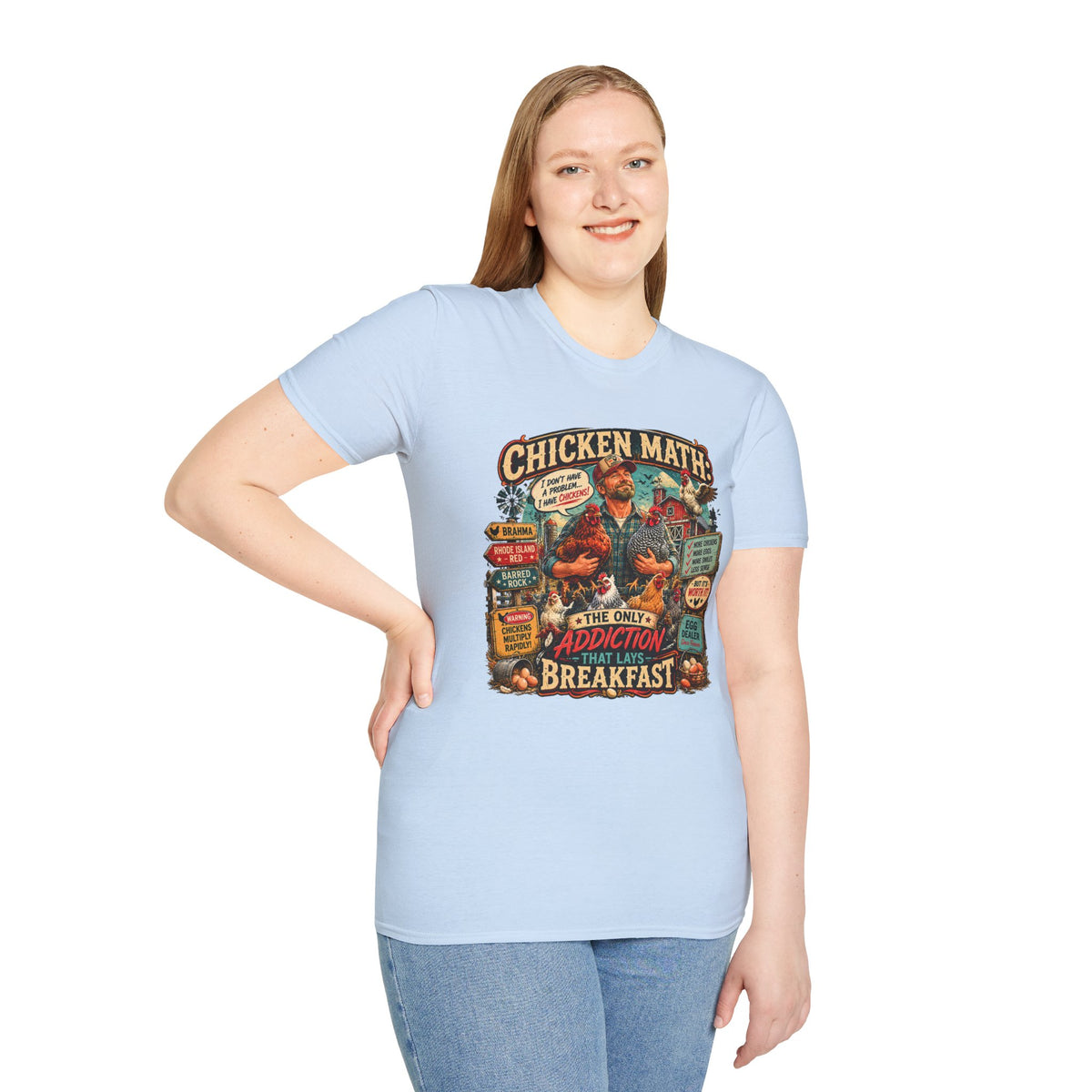 The Only Addiction That Lays Breakfast T-Shirt — Chicken Math Graphic Tee