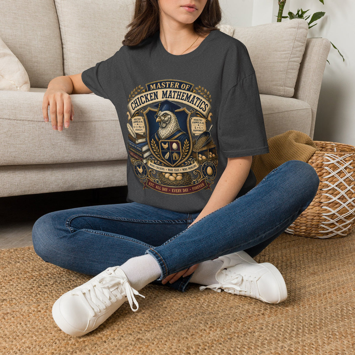 Master of Chicken Mathematics T-Shirt — Collegiate Crest Graphic Tee