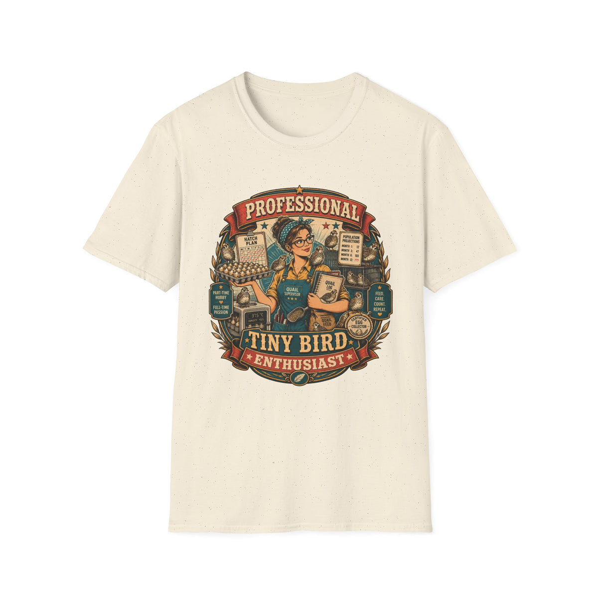 Tiny Bird Enthusiast Badge Quail T-shirt, photo 5