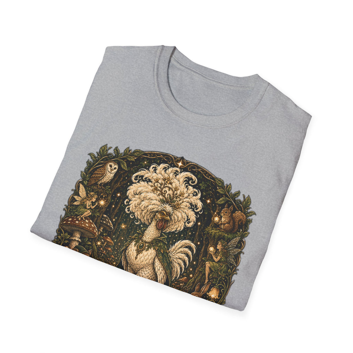 Guardian of the Hidden Grove Polish Chicken T-Shirt — Enchanted Forest Flock Tee