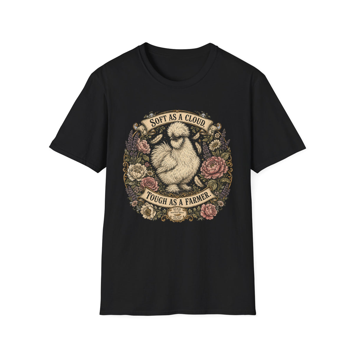 Soft as a Cloud Silkie T-Shirt — Floral Wreath Hen Tee