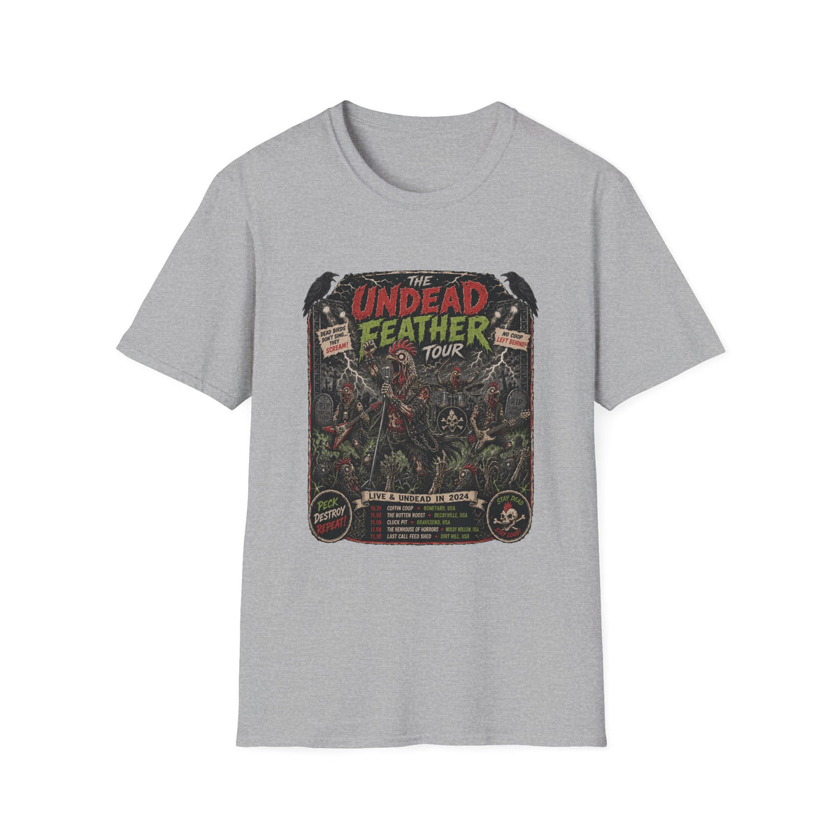 Undead Feather Tour Zombie Chicken T-shirt, photo 3